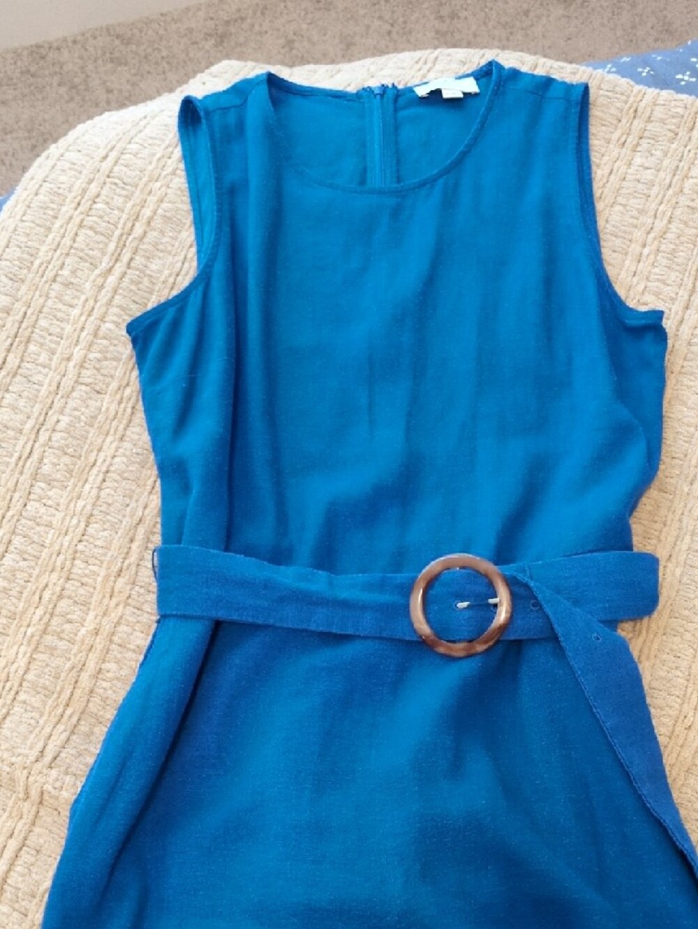 LOFT Sleeveless Royal Blue Linen Jumpsuit with Belt